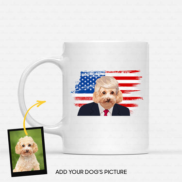 Personalized Dog Gift Idea - Dog President With Blonde Hair For Dog Lovers - White Mug